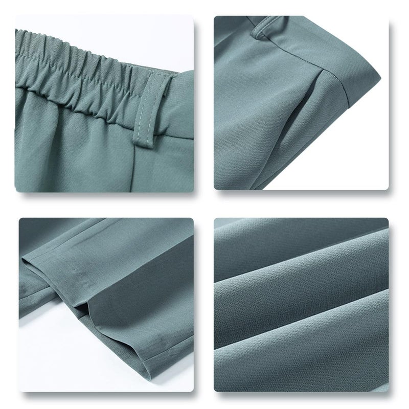 YUNCLOS Women's 2 Piece Office Work Suit Set One Button Blazer and Pants (Green, X-Large) - Image 5
